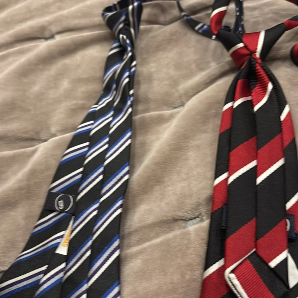 Striped pre tied Ties in Blue, Red, and Black
